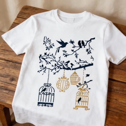 TIAMECH A4 Reusable Vintage Bird Cage Stencil for Painting - style: Bird Cage Tree Branch