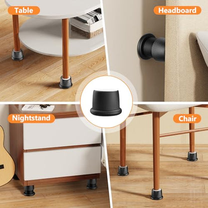 Adjustable Furniture Bed Risers 1.6-2.6 inch Durable Anti Slip-Black 4 Pcs - color: Black - 4 Pcs
