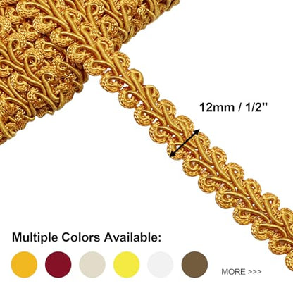 Gold Gimp Braid Trim, 1/2 Inch Width, 14 Yard - color: Gold