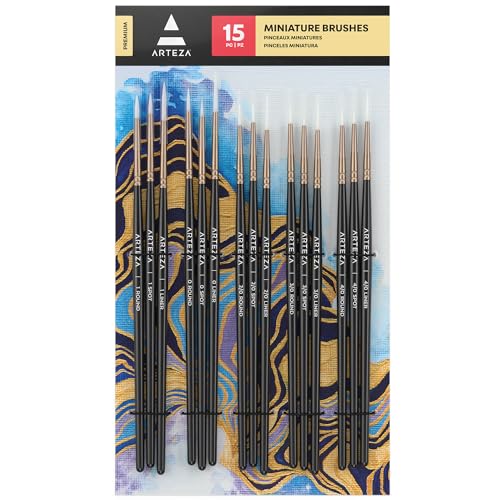 ARTEZA Detail Paint Brushes, Set of 15, Miniature Sizes, Fine Tips - style: Detail Paint Brushes