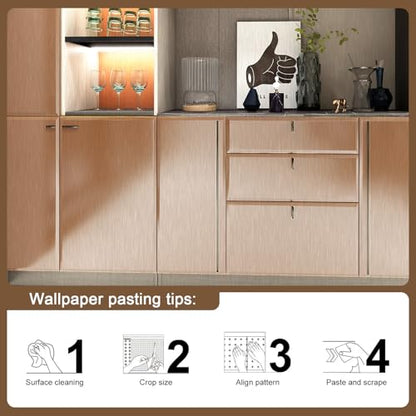Brass Stainless Steel Contact Paper for Countertops Cabinets - color: Brass, size: 15.7" x 472"