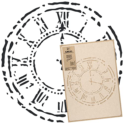 NAKLEO Reusable Plastic Wall Stencil - 59x95cm / 23" x 37" - Wall Clock Face - Large Wallpaper Pattern Painting DIY Art Craft Template - Fabric Furniture Wood Canvas - color: Transparent Stencil, size: L