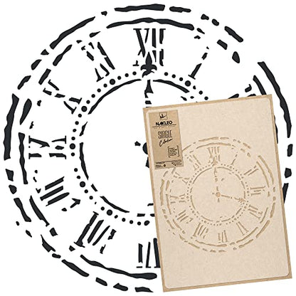NAKLEO Reusable Plastic Wall Stencil - 59x95cm / 23" x 37" - Wall Clock Face - Large Wallpaper Pattern Painting DIY Art Craft Template - Fabric Furniture Wood Canvas - color: Transparent Stencil, size: L