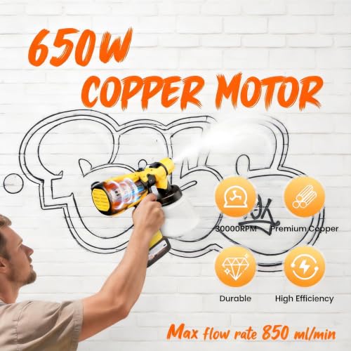 Paint Sprayer, 650W Cordless Electric Spray Paint Gun with 2x4.0Ah Battery