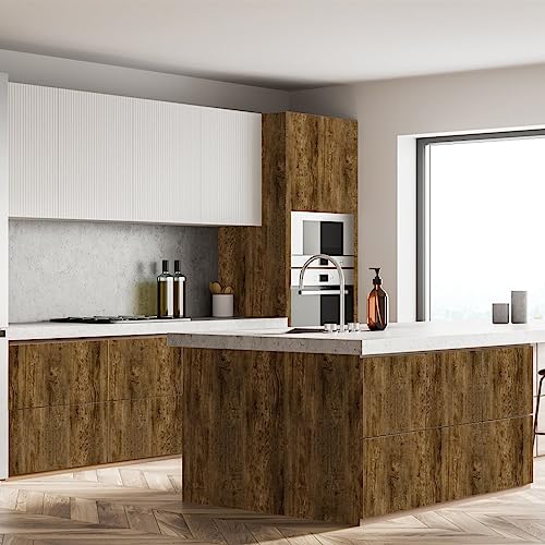 Abyssaly Wood Grain Contact Paper, Brown Wood Peel and Stick Wallpaper, Thicken Self Adhesive Removable Wallpaper for Cabinets Bedroom Kitchen 11.8 in X 197 in