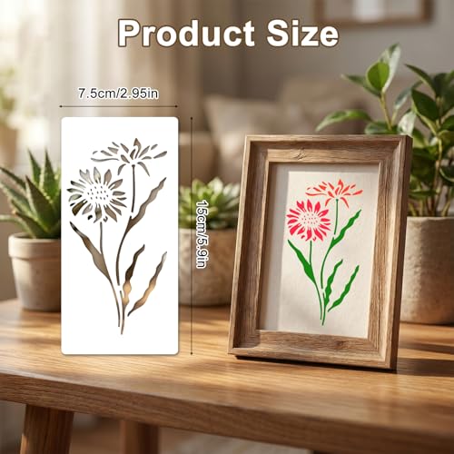 18PCS Stencils for Painting, Reusable Flower Stencils
