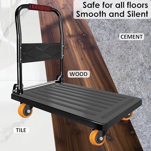 Finnhomy Swivel Casters Wheels Set of 4 Heavy Duty Plate Casters 2 Inch Premium Polyurethane PU Wheels for Furniture/Workbench Load Bearing 800 Lbs Anti-wear Smooth Casters Orange (Free Screws) - style: 2" (No Brake)