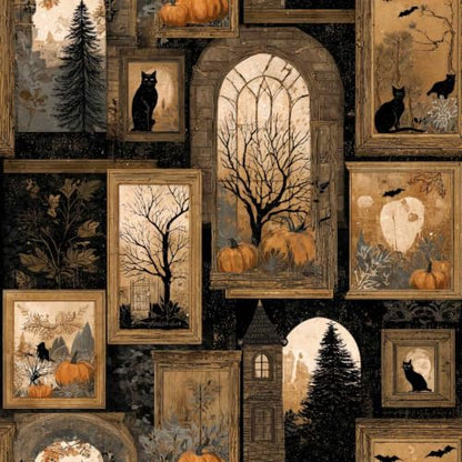Black Gothic Peel and Stick Wallpaper, Dark Academia Witchy Wallpaper - size: 17.7" x 118"