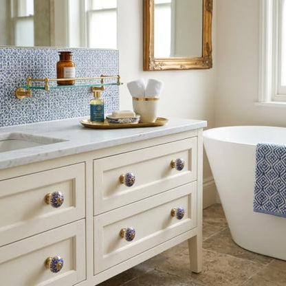 Navy Blue Ceramic Cabinet Knobs (Pack of 4) - color: Navy Blue, style: Art Deco