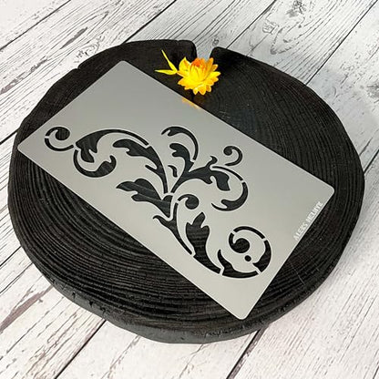 Aleks Melnyk No.349 Metal Stencil, Swirls, Ornaments, Flowers Vine, Patterns, Border, Small Stencil, 1 PCS, Template for Wood Burning, Engraving, Crafting, Scrapbook, Art, Ornate