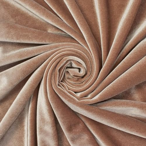 Stretch Velvet Fabric 60 Inch Polyester Spandex By The Yard for Sewing Apparel & Upholstery - Champagne (1 Yard) - color: Champagne, size: 1 Yard