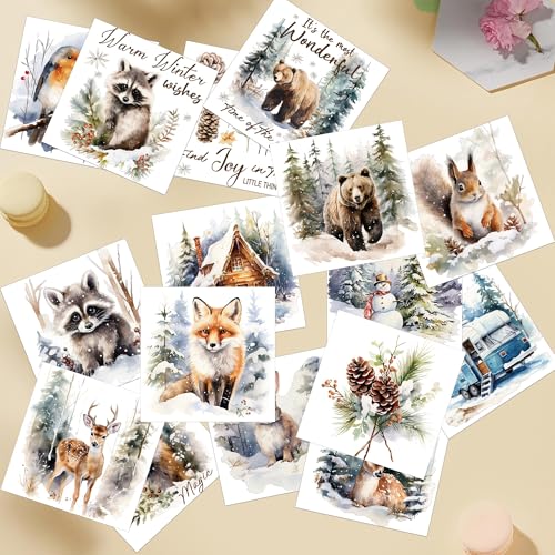 16 Pcs Winter Animals Rub-On Transfers for Furniture & Crafts - style: Winter Animals