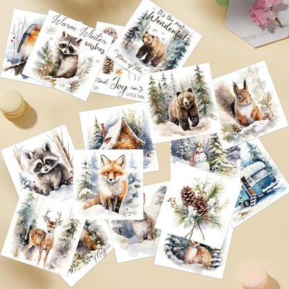 16 Pcs Winter Animals Rub-On Transfers for Furniture & Crafts - style: Winter Animals