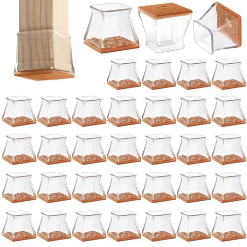 CHUNZEXI 36 Pack Square Chair Leg Floor Protectors for Hardwood Floors - color: Clear-36pack, size: Square S