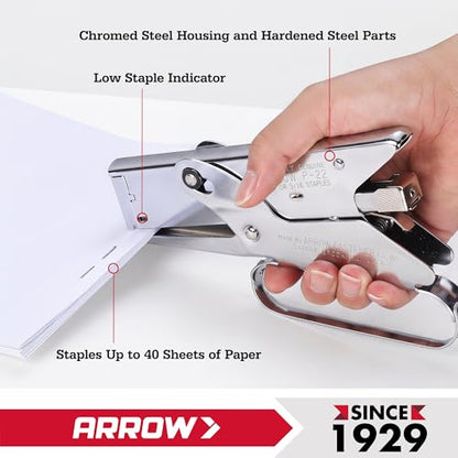 Arrow Fastener P22 Heavy Duty Handheld Plier Stapler for Crafts, Office, and Insulation, Uses 1/4-Inch and 5/16-Inch Staples - size: Medium