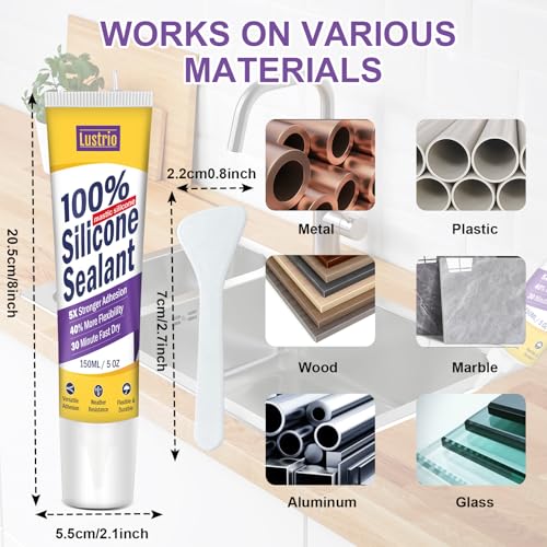 Silicone Sealant 5oz, No Caulking Gun Needed, Flexible Adhesive Caulk, 100% Waterproof UV Weather Resistant Crack Filler for Kitchen Bathroom Shower Window Car RV (Black) - color: black