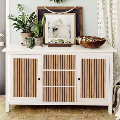 Yun-aeon Natural Wood - Tan Slats Peel and Stick Wallpaper for Wall - color: Tan, size: 17.3" x 300"