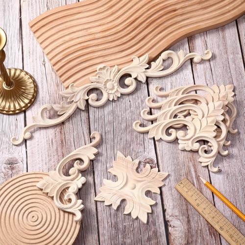 Croblissful 8 Pcs Wood Appliques and Onlays, Classic Style, Large Size - size: Large Size, style: Classic Style
