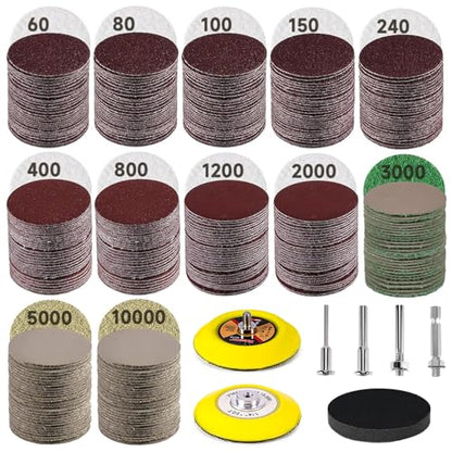 308 PCS 3 Inch Wet Dry Sanding Discs 60-10000 Grit Hook and Loop Sandpaper - color: 3 Inch Sanding Discs