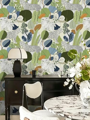Peel and Stick Wallpaper Floral Leopard Renter Friendly Wallpaper