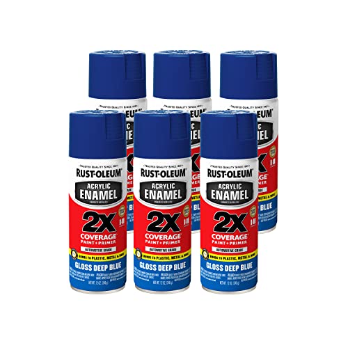 Rust-Oleum Acrylic Enamel 2X Spray Paint, Gloss Deep Blue - color: Gloss Deep Blue, size: 12 Ounce (Pack of 6)