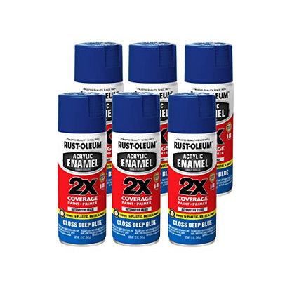 Rust-Oleum Acrylic Enamel 2X Spray Paint, Gloss Deep Blue - color: Gloss Deep Blue, size: 12 Ounce (Pack of 6)