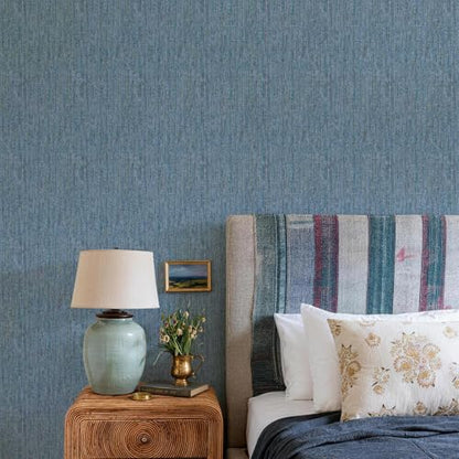 JiffDiff Woven Wallpaper Peel and Stick 17.3" 400x 0 Colorful Paint Grasscloth Contact Paper Textured Waterproof Self Adhesive Stick on Wallpaper(48 sq.ft Dark Blue) - color: Dark Blue, size: 17.3" x 400"