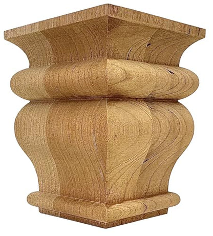 Highland Manor Wood Products Square Tavern Bun Foot - 3 5/8" Tall x 2 3/4" Wide (Cherry) (Set of 4)