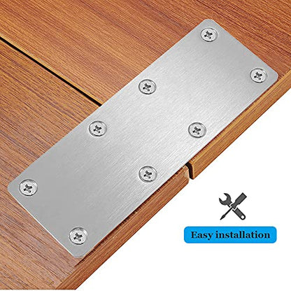 8 Pcs Flat Mending Plate Stainless Steel Flat Bracket 5.5 x 1.97 inch Metal Straight Bracket Repair Joining Brace for Wood, with Screws