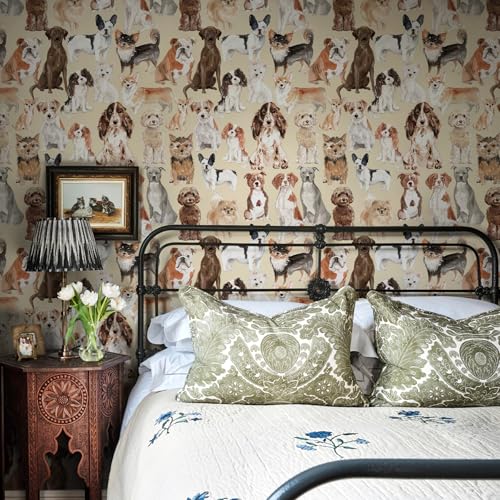 Peel & Stick Waterproof Vinyl Wallpaper Animal- Dog & Camper Themes, Removable for Bathroom, Laundry Room & Locker Contact Paper (17.32"x 118.11") - color: Cute Dog, size: 17.32"x 118.11"