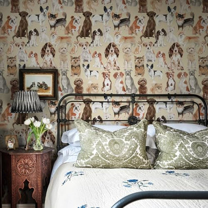 Peel & Stick Waterproof Vinyl Wallpaper Animal- Dog & Camper Themes, Removable for Bathroom, Laundry Room & Locker Contact Paper (17.32"x 118.11") - color: Cute Dog, size: 17.32"x 118.11"