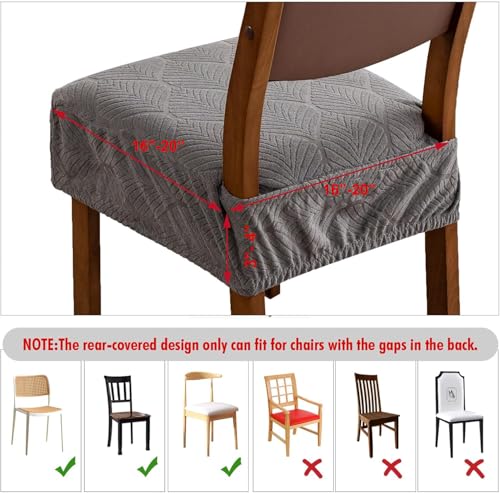Waterproof Stretch Chair Seat Covers, Set of 6 Med Gray - color: Med Gray, size: 16-20in-Rear-covered