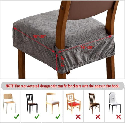 Waterproof Stretch Chair Seat Covers, Set of 6 Med Gray - color: Med Gray, size: 16-20in-Rear-covered