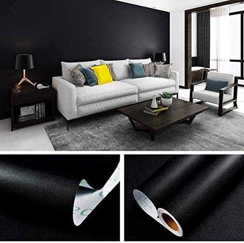 practicalWs 15.7" x393.7" Black Wallpaper Self Adhesive and Removable - color: Black, size: 15.7" x 393.7"