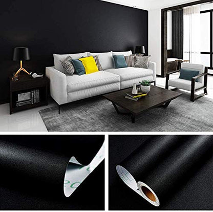 practicalWs 15.7" x393.7" Black Wallpaper Self Adhesive and Removable - color: Black, size: 15.7" x 393.7"