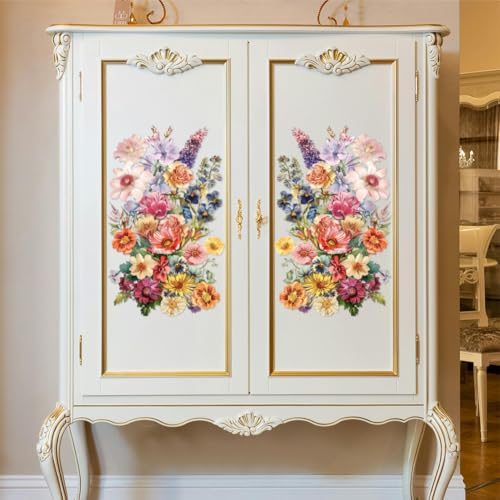 Peacoblue Vintage Flowers Rub On Transfers for Furniture Craft 6"x12" - style: Vintage Flowers