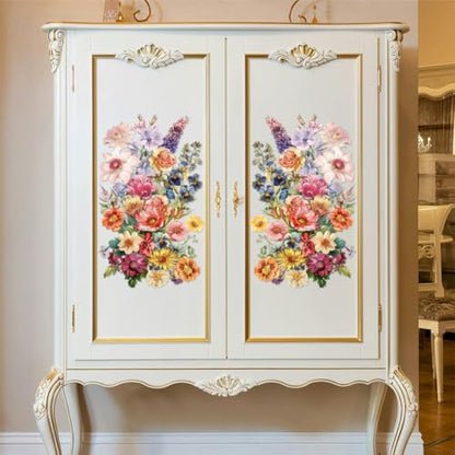 Peacoblue Vintage Flowers Rub On Transfers for Furniture Craft 6"x12" - style: Vintage Flowers