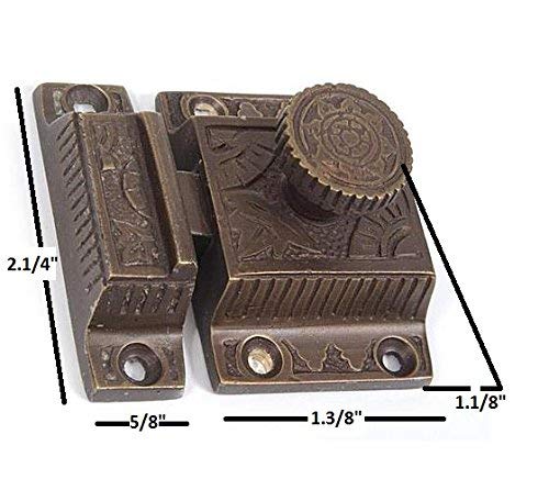 A29 Cabinet Latch, Solid Brass, Antique Brass, Flower Knob - color: Weathered Bronze-F