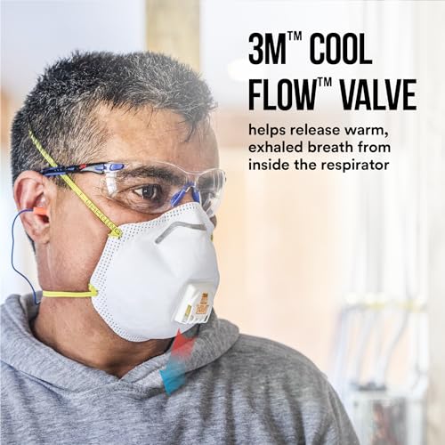3M 8511 Drywall Sanding N95 Cool Flow Valved Respirator, 2-Pack