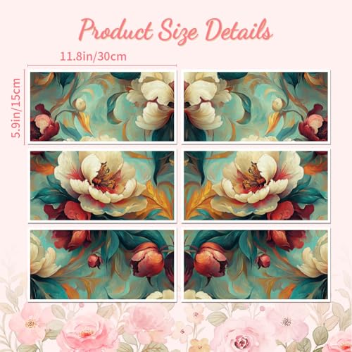 Peacoblue Flower Waves Rub On Transfers for Furniture Craft 6"x12" - style: Flower Waves