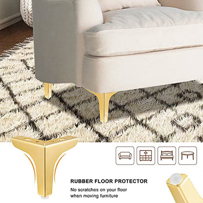 4PCS 7 Inch Gold Metal Furniture Legs Feets Heavy Duty Triangle Chair Legs - size: 7 inch