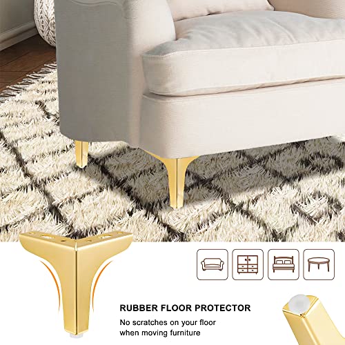 4PCS 5 Inch Gold Metal Furniture Legs Feets Heavy Duty Triangle Chair Legs - size: 5 inch