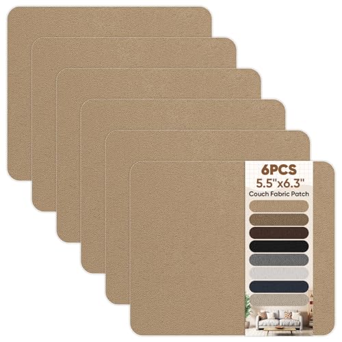 Couch Patch Repair Fabric,6-Piece Self-Adhesive Microfiber Patches,Quick Fix Sofa Chair Car Seat,Furniture,Upholstery Repair Kit. (Light Brown) - color: Light Brown, size: 5.5 x 6.3 inches