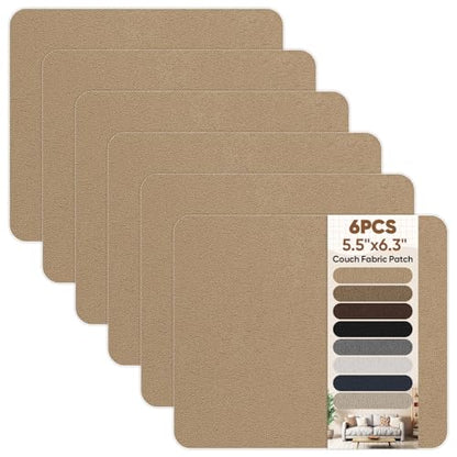 Couch Patch Repair Fabric,6-Piece Self-Adhesive Microfiber Patches,Quick Fix Sofa Chair Car Seat,Furniture,Upholstery Repair Kit. (Light Brown) - color: Light Brown, size: 5.5 x 6.3 inches