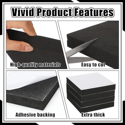4 Pcs 1" Thick Foam Padding Sheet with Adhesive Backing Closed Cell - color: Black, size: 1 Inch Thick, 6 x 6 Inches