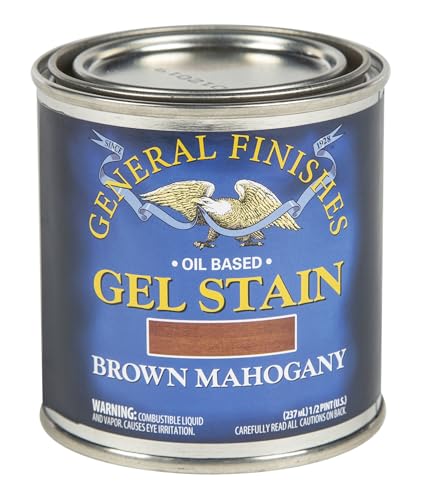 General Finishes Oil Base Gel Stain, 1/2 Pint, Brown Mahogany - color: Brown Mahogany, size: 1 Half-Pint