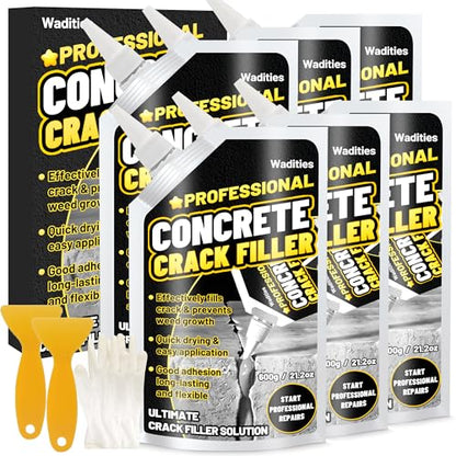 Concrete Crack Filler, 8LB High Elasticity Cement Crack Repair Sealant - size: 6pcs, 8LB
