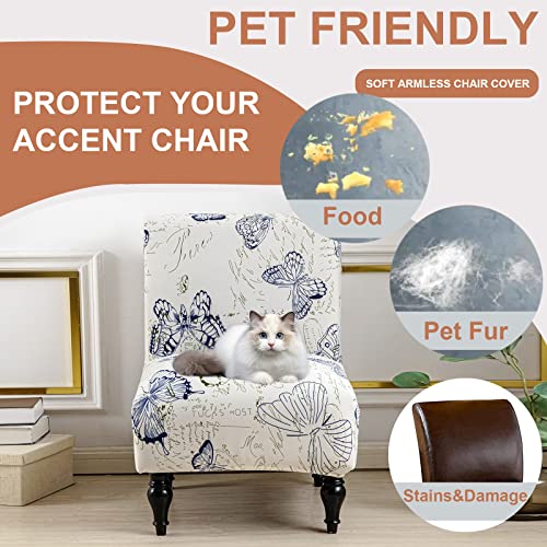 Eco-Ancheng Armless Chair Slipcover Removable Armless Accent Chairs Covers Washable Armless Slipper Chair Slipcover Printed Armless Chair Furniture Protector Covers for Living Dining Room Hotel - color: A1