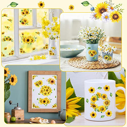 Frienda 24 Sheets Rub on Transfers for Crafts, Sunflower - style: Sunflower