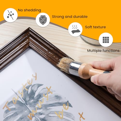 Chalk Paint Brushes Set of 4, Flat and Round, Natural Bristles - size: 1 Flat + 3 Small Round, 4 Pack